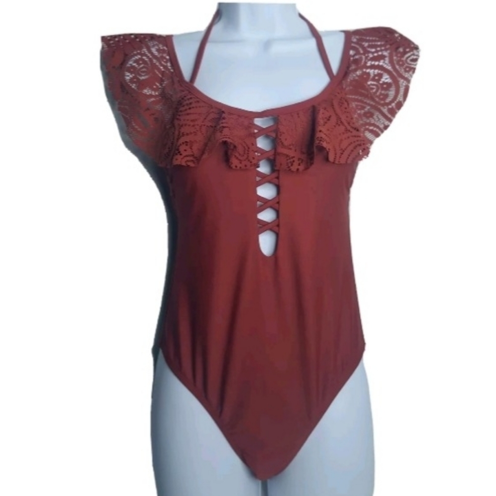 Xhilaration Junior's Flouncy Swimsuit Clay Color Size XS and Medium